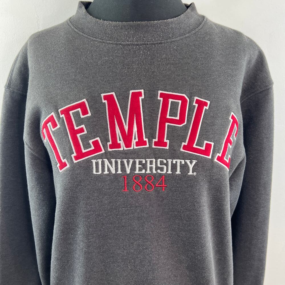 JanSport Temple University 1884 Gray Sweatshirt Cotton Crew Pullover Sz S Small - Picture 2 of 8